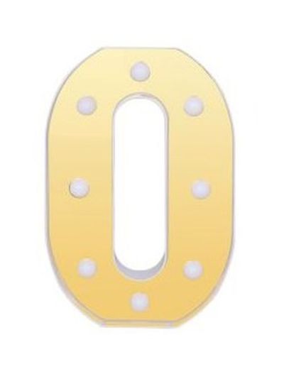 Buchstabe O Dekoratives Gold Und Weiß Mit Led-Leuchten 22Cm