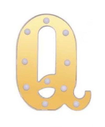 Buchstabe Q Dekoratives Gold Und Weiß Mit Led-Leuchten 22Cm