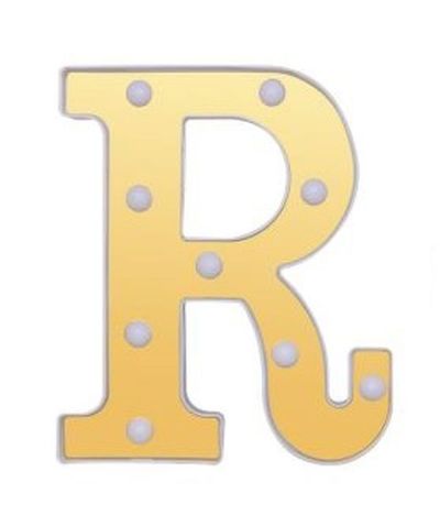 Buchstabe R Dekoratives Gold Und Weiß Mit Led-Leuchten 22Cm