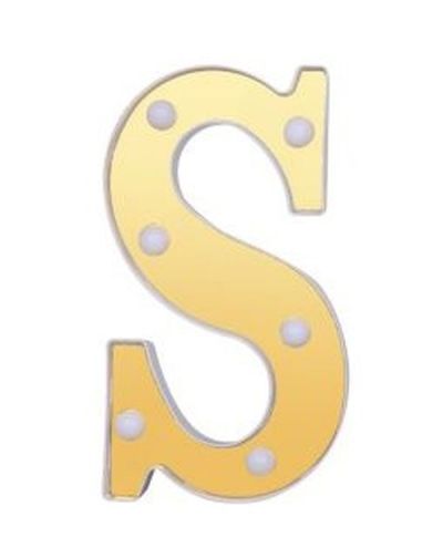 Buchstabe S Dekoratives Gold Und Weiß Mit Led-Leuchten 22Cm