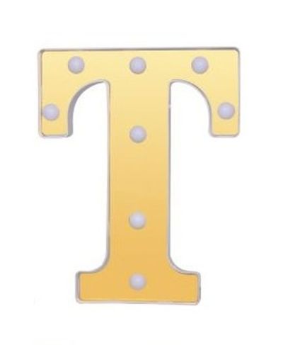 Buchstabe T Dekoratives Gold Und Weiß Mit Led-Leuchten 22Cm