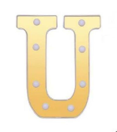 Buchstabe U Dekoratives Gold Und Weiß Mit Led-Leuchten 22Cm