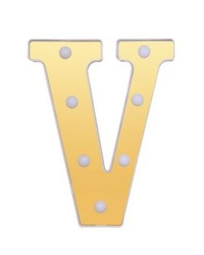 Buchstabe V Dekoratives Gold Und Weiß Mit Led-Leuchten 22Cm