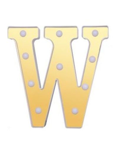 Buchstabe W Dekoratives Gold Und Weiß Mit Led-Leuchten 22Cm