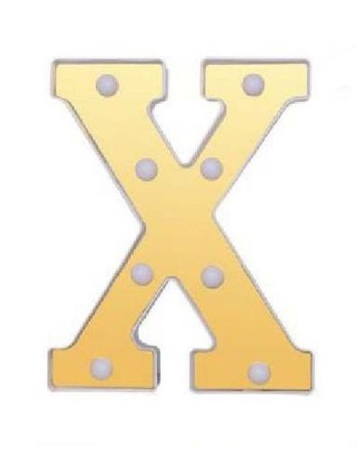 Buchstabe X Dekoratives Gold Und Weiß Mit Led-Leuchten 22Cm