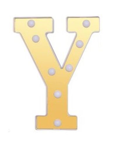 Buchstabe Y Dekoratives Gold Und Weiß Mit Led-Leuchten 22Cm