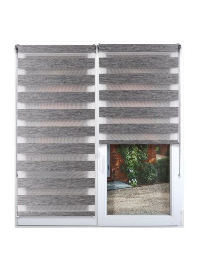 Store À Enrouleur Jour/Nuit Noir Et Argent 45X180Cm