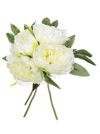 Plante Artificielle Deco Bouquet De 4 Pivoines Blanches 30Cm