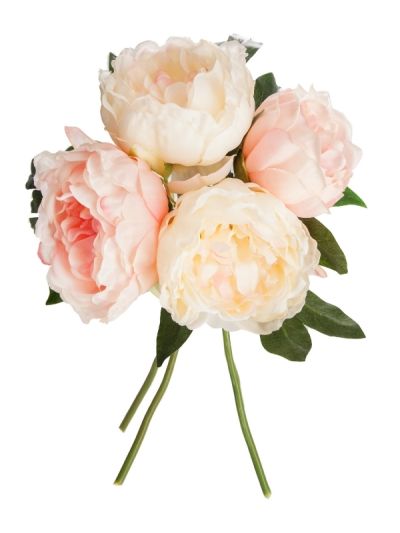 Plante Artificielle Deco Bouquet De 4 Pivoines Roses 30Cm