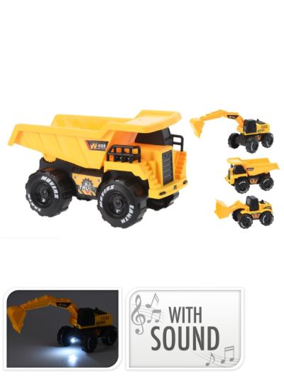 Véhicule de chantier en plastique pour enfants 15 cm - Assortiment