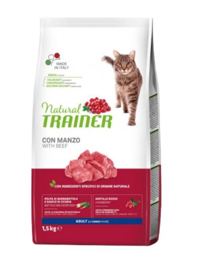 NATURAL TRAINER Gatto Adult (+1 Anno) Manzo 1.5Kg