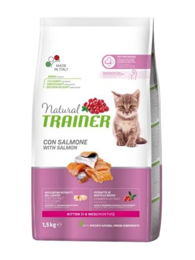 NATURAL TRAINER Kitten E Young Kitten (1-6 Mesi) Salmone 1.5Kg