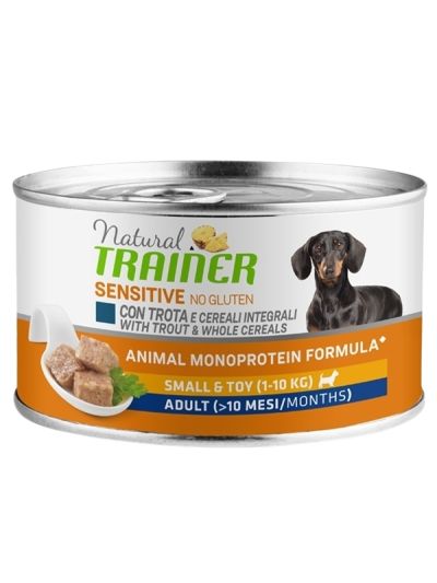 NATURAL TRAINER Lattina Small E Toy No Gluten Adult (+12 Mesi) Trota E Cereali Integrali 150G