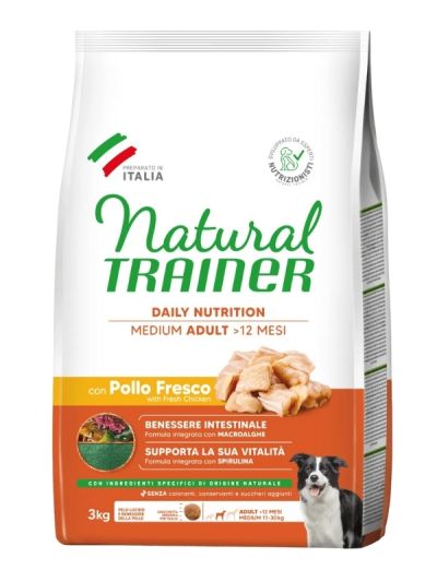 NATURAL TRAINER Medium Hund Adult (+12 Monate) Frisches Huhn Und Reis 3Kg