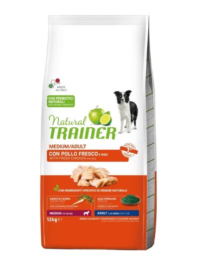 NATURAL TRAINER Medium Hund Adult (+12 Monate) Frisches Huhn Und Reis 12Kg