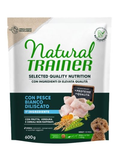 NATURAL TRAINER Selected Quality Nutrition Chien Adult (+10 Mois) Poisson Blanc Désossé 600G