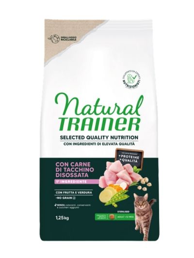 NATURAL TRAINER Selected Quality Nutrition Gatto Adult Sterilized (+12 Mesi) Carne Di Tacchino Disossata 1.25Kg