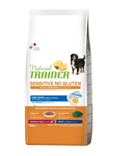 NATURAL TRAINER Sensitive No Gluten Medium E Maxi Hund Adult (+12 Monate) Ei Und Vollkorngetreide 12Kg