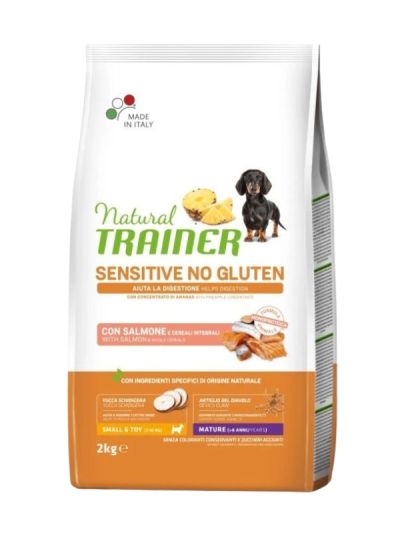 NATURAL TRAINER Sensitive No Gluten Small E Toy Hund Mature (+8 Jahre) Lachs Und Vollkorn 2Kg