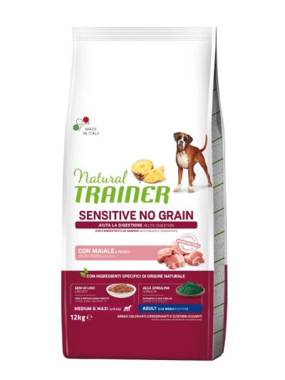 NATURAL TRAINER Sensitive No Grain Medium Maxi Hund Adult (+12 Monate) Schweinefleisch Und Kartoffeln 12Kg