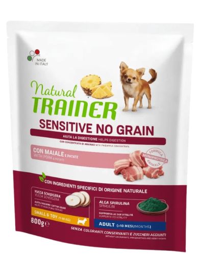 NATURAL TRAINER Sensitive No Grain Medium Maxi Hund Adult (+10 Monate) Schweinefleisch Und Kartoffeln 800G