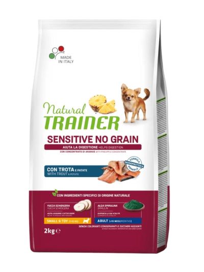 NATURAL TRAINER Sensitive No Grain Small E Toy Hund Adult (+10 Monate) Forelle Und Kartoffeln 2Kg