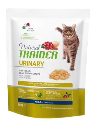 NATURAL TRAINER Urinary Gatto Adult (+1 Anno) Pollo Fresco, Semi Di Lino E Uova 300G