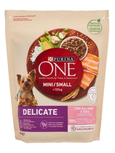 PURINA ONE Mini/Small Delicate Croquettes Saumon Et Riz 800G