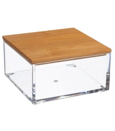 SELENA-Linie Quadratischer Make-Up-Organizer Aus Acryl Und Bambus 9X9Cm