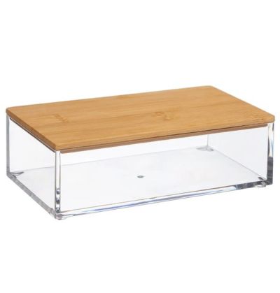 SELENA-Linie Rechteckiger Make-Up-Organizer Aus Acryl Und Bambus 16X10Cm