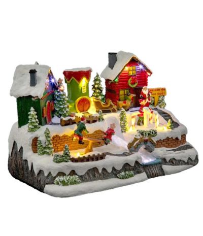 Village De Noël In Lumineux Avec Elfes