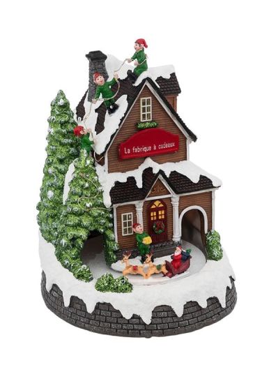 Village De Noël En Mouvement Avec Une Fabrique De Jouets