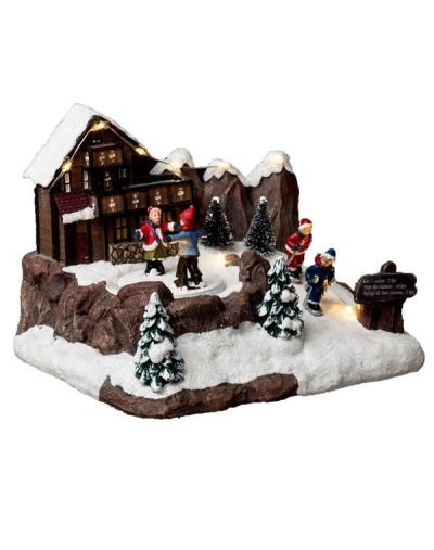 Villaggio Di Natale Luminoso Con Movimento