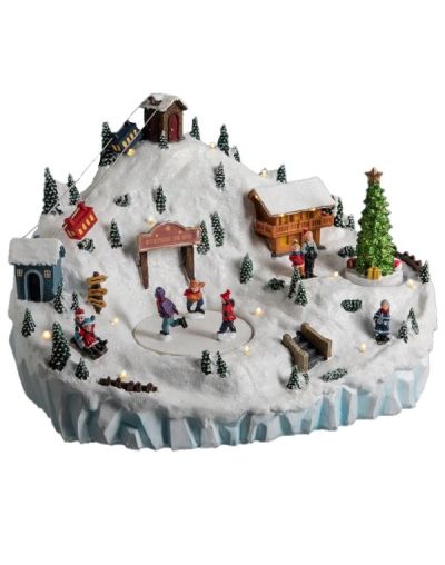 Village De Noël Lumineux Piste De Ski