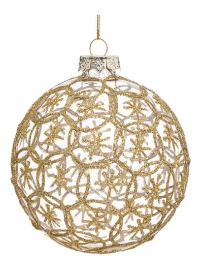 Weihnachts-Glaskugel Gold-Glitzer 10Cm