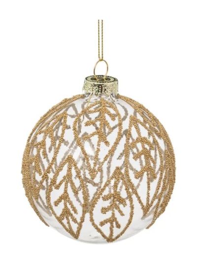 Weihnachts-Glaskugel Goldene Perlen 9Cm