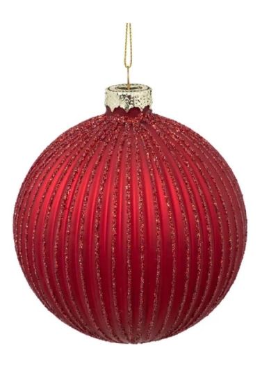 Weihnachts-Glaskugel Rot Glitzernd 10Cm