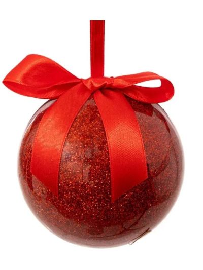 Weihnachtskugel Rotes Glitzerstyropor 9Cm