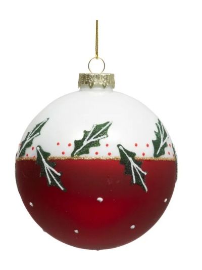 Weihnachts-Glaskugel Stechpalme 10Cm