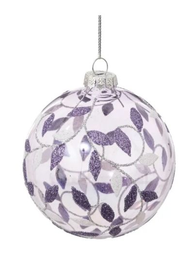 Weihnachts-Glaskugel Fliederfarbene Blätter 8Cm