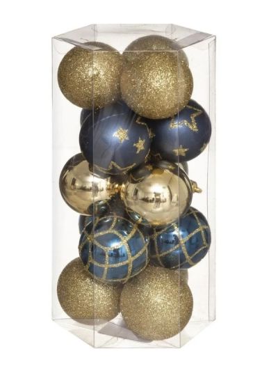 Weihnachtskugeln Blau Und Gold 15 Stücke 5Cm