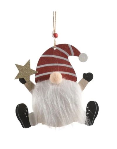 Weihnachtsmann Aus Holz Zum Aufhängen 17Cm - Sortiert