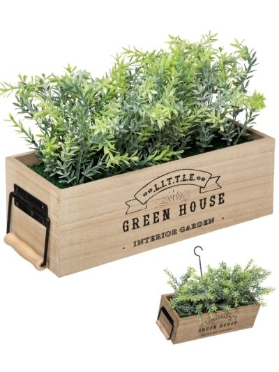 Plante Artificielle Deco Avec Jardinière En Bois 25.5Cm