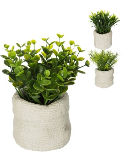 Pianta Artificiale Déco Sur La Route Des Vents Con Vaso A Forma Di Sacco Di Cemento 14Cm - Assortito