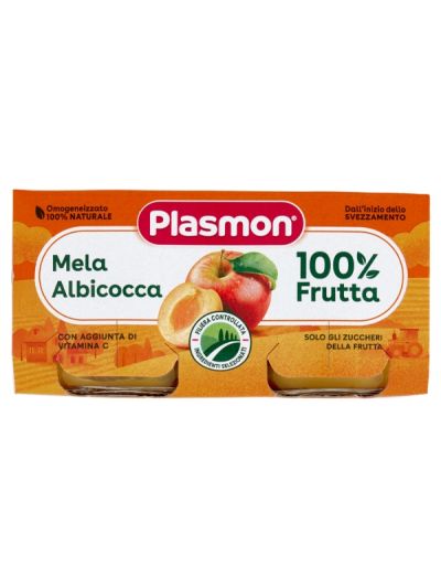 PLASMON Aliments Pour Bébés Homogénéisés Pomme Et Abricot 2X80G