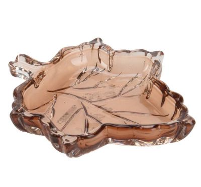 Bougeoir En Verre En Forme De Feuille 14Cm