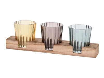 Porte-Bougies En Verre Avec Plateau