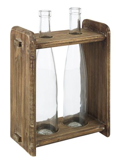 Ornement De Stand De Fleurs Avec Support En Bois Maison Déco 24X11X31Cm