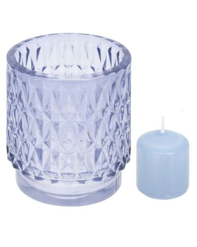 Bougeoir En Verre Oudy Avec 4 Bougies Azur 7X8Cm