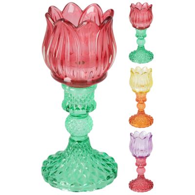 Teelichthalter aus Glas 8x17cm 3 Farben